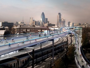 Elevated bike routes over London.