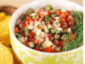 Garden Salsa gets a welcome zing from Alberta-grown cucumbers.