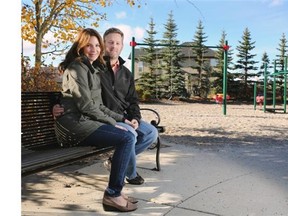 Rod and Jennifer O’Brien sit in one of Nathan’s favourite places, the play park near their home. The family has announced a foundation in Nathan’s name to help benefit children.
