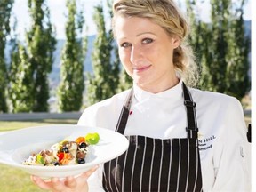 Kira Desmond holds a dish from Mission Hill Family Estate. (Supplied/Calgary Herald)