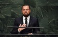Leonardo DiCaprio, actor and UN Messenger of Peace speaks during the opening session of the Climate Change Summit at the United Nations in New York on Sept. 23 in New York.