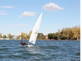 Michael Hooper sails on Chestermere Lake.