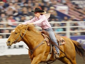Nancy Csabay, seen racing at the 2012 Canadian Finals Rodeo in Edmonton, is going back to the event after a solid performance in Calgary’s Grassroots Pro Rodeo Finals over the weekend earned her a spot.