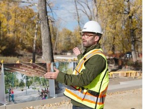 Neil MacKimmie, Senior Development Manager with Calgary Municipal Land Corporation shows off St. Patrick’s Island, part of the redevelopment of the East Village.