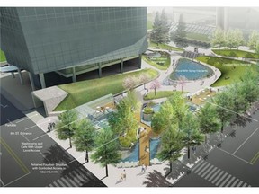 Century Gardens could look like this when its renovations are complete. The concept from the City includes a pond, an amphitheatre, and a new cafe, plus all the original fountains and waterfalls.