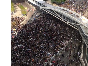 HONG KONG – Thousands of pro-democracy protesters gather in Hong Kong on Monday, Sept. 29.