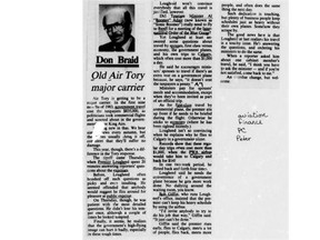 This Don Braid column originally appeared in the Edmonton Journal on Nov. 16, 1984.
