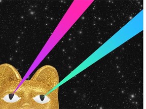 Laser Cat features a 14 foot high cat that shoots tweetable images as laser beams out of its eyes.