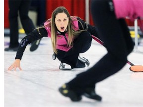 Skip Crystal Webster leads calls out her shot during game action against Team Koltun during the Autumn Gold Curling Classic at the Calgary Curling Club on Friday. Webster won the draw 6-4.