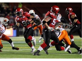 Stamps Jon Cornish was on his game running for more than 100 yards in the second half as the Calgary Stampeders won 14 to 7 over the BC Lions on Sept. 27, 2014 at McMahon Stadium.