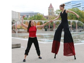 Stilt-walker Allara Gooliaff and dancer Julie Funk perform during Culture Days in 2014.