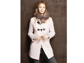 This basket-weave wool toggle coat in pink from Lands’ End, priced at $233.24, proves that beauty and practicality can be found together.