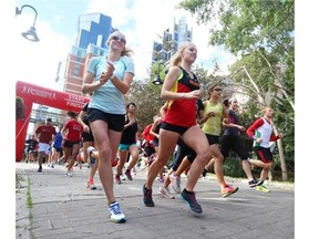 Thousands of Calgarians participate in the Terry Fox Run at Eau Claire, in Calgary on September 14, 2014.