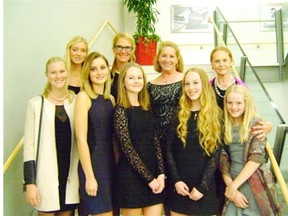 Three generations of the Hotchkiss family women celebrated 10 years of discovery at the University of Calgary brain institute bearing their family name. From back right, Rebecca Hotchkiss, Brenda Mackie, Cheryl Hotchkiss with her six daughters Carling, Shelby (front left), Rebecca, Annie, Grace and youngest Sophie.