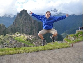 ‘Travel hacker’ Matt Bailey enjoys himself at Machu Picchu, Peru, part of a journey booked with frequent flyer miles.