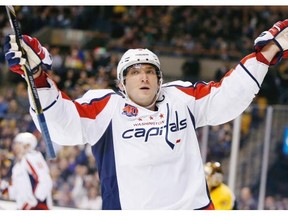 Washington Capitals left wing Alex Ovechkin celebrates his goal last week against the Boston Bruins.