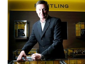 Wayne Gretzky introduces the new Breitling Chronomat GMT Wayne Gretzky lIMITED edition watch at Birks in Calgary on October 11, 2014.