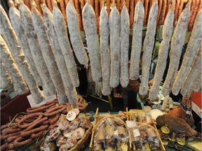 A selection of salamis and sausages are presented at the seventh Salone del Gusto (Taste expo) on October 24, 2008 in Turin. The Salone del Gusto is organized by the influential Italian-based Slow Food movement.