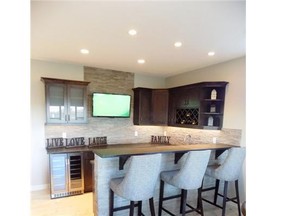 The bar area in a show home by WestCreek Homes in Legacy.