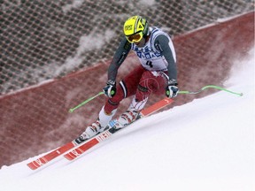 Canadian Manuel Osborne-Paradis flies down the mountain on the opening day of training for the Audi FIS Alpine Ski World Cup Men's Downhill on Wednesday at Lake Louise. He was second fastest.