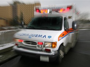 File - An ambulance arrives at Foothills Hospital.