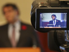 Mayor Naheed Nenshi discusses the 2015-2018 city budget. Crystal Schick/Herald