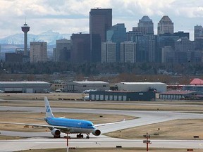 A KLM Royal Dutch Airlines Airbus A330 taxis at the Calgary Airport.