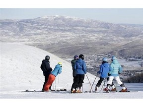 Skiers at Park City Mountain Resort in Park City, Utah.
