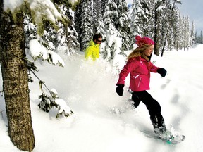 Kick up some powder while snowshoeing this winter.