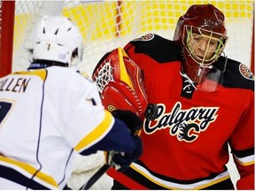 Calgary Flames goalie Jonas Hiller is 6-2-1 with a 1.96 goals against average and .935 save percentage this season.