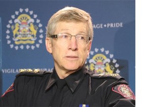 Calgary Police Chief Rick Hanson said the police force would endeavour to move forward with the budgeted equivalent of 10 full-time officer hires over the next four years.