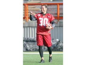 Calgary Stampeders kicker Rene Peredes smiles on the practice field at McMahon Stadium on Tuesday. The season has been anything but rosy, though, as he’s made just 70.7 per cent of his kicks (29-for-41).