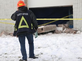 Investigators probe an industrial accident in Calgary on the 600 block of 28th Street N.E. on Nov. 20.