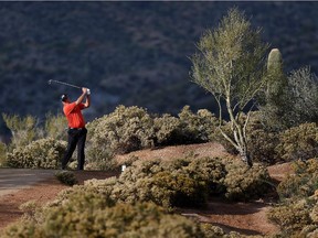 Kenny Perry hits a tee shot on the 17th hole during the Charles Schwab Cup Championship on the Cochise Course at The Desert Mountain Club this month in Scottsdale, Arizona. The event is a huge draw for spectators.