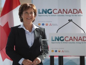 British Columbia Premier Christy Clark speaks at an LNG joint venture agreement in Vancouver on April 30, 2014.