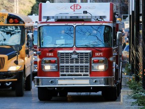 Calgary fire department fire engine. Stock photo