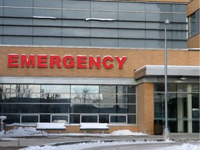 The emergency department entrance at the Peter Lougheed Centre hospital.