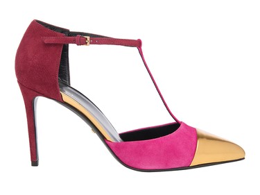 The X-Factor: “Many of us — myself included — plan our holiday look from the bottom up,” admits Tant. “These stunning Gucci heels make a big statement, so pair them with any of your timeless outfits.” 
Your clothes can be the classics and these colour-blocked beauties will be the twist. $650.