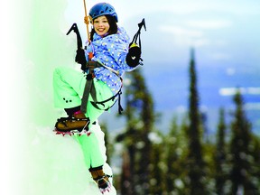 Climbing the ice tower at Big White Ski Resort near Kelowna, B.C.