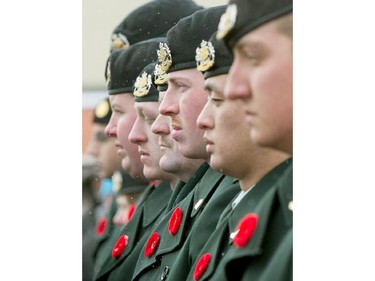 Members of the Canadian Armed Forces at the Remembrance Day service at the Military Museum in Calgary on Tuesday November 11, 2014.