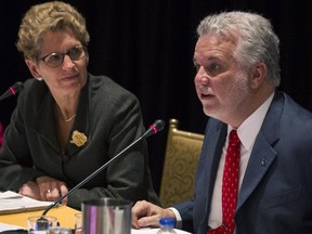 Ontario Premier Kathleen Wynne and Quebec Premier Philippe Couillard are insisting that greenhouse gas emissions be considered in the application for the Energy East project.