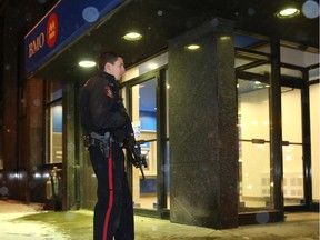 Police shut down 4th Street  S.W. Wednesday as they investigated a suspected armed robbery at the Bank of Montreal in Mission.