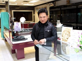 Paul Ng at his Imperial Jewellers store on November 15, 2014, a day after a suspect smashed display glasses and opened fire in the store.