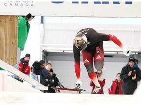 Dave Greszczyszyn earned first place at the Men's Skeleton Canadian Championships on Sunday at Canada Olympic Park.