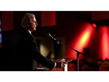 Calgary Stampeders head coach John Hufnagel during the public celebration of life for John Forzani at the Red and White Club in Calgary.