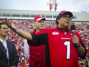 Mayor Naheed Nenshi, at a 2013 Calgary Stampeders game.