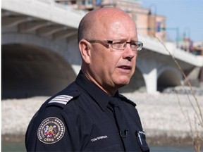 Tom Sampson, Deputy Chief, Calgary Emergency Management Agency, shares information on how the river has changed since the 2013 flood and how these changes impact river safety in Calgary on Tuesday May 13, 2014.