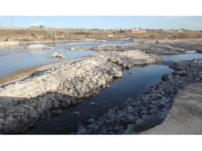 The rafting channel at Harvie Passage that was destroyed in the 2013 flood of the Bow River as seen Wednesday November 5, 2014.