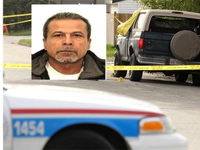 A photo of Kather El-Khatib set over a photograph of the car in whcih his body was found in 2012