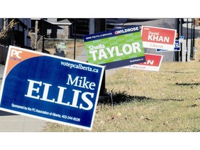 The authors of a byelection study say the number of election signs erected in Calgary-West indicated a narrow victory for Wildrose candidate Sheila Taylor - but PC Mike Ellis won the contest by 300 votes.